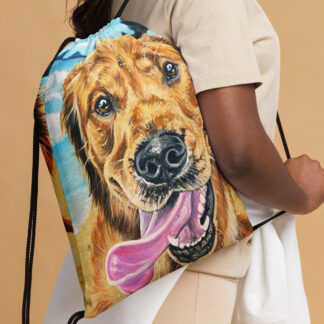 Wrigley on the Beach Drawstring Bag